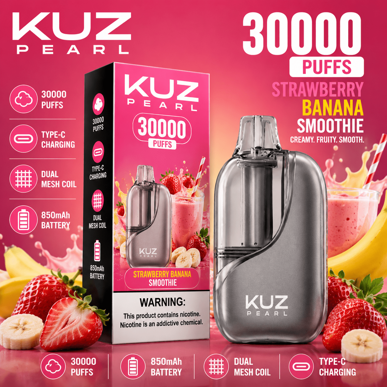 kuz pearl strawberry banana smoothie