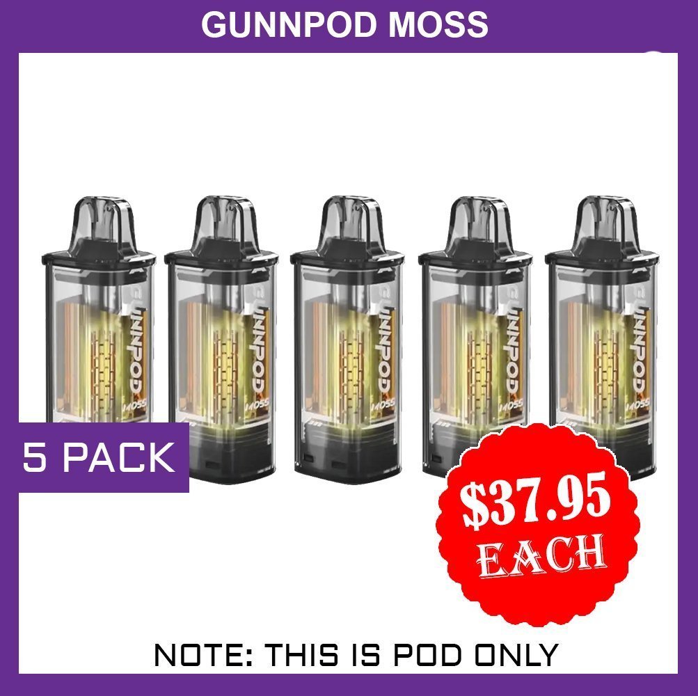 gunnpod moss – 5 pack – 8000 puffs – pod only