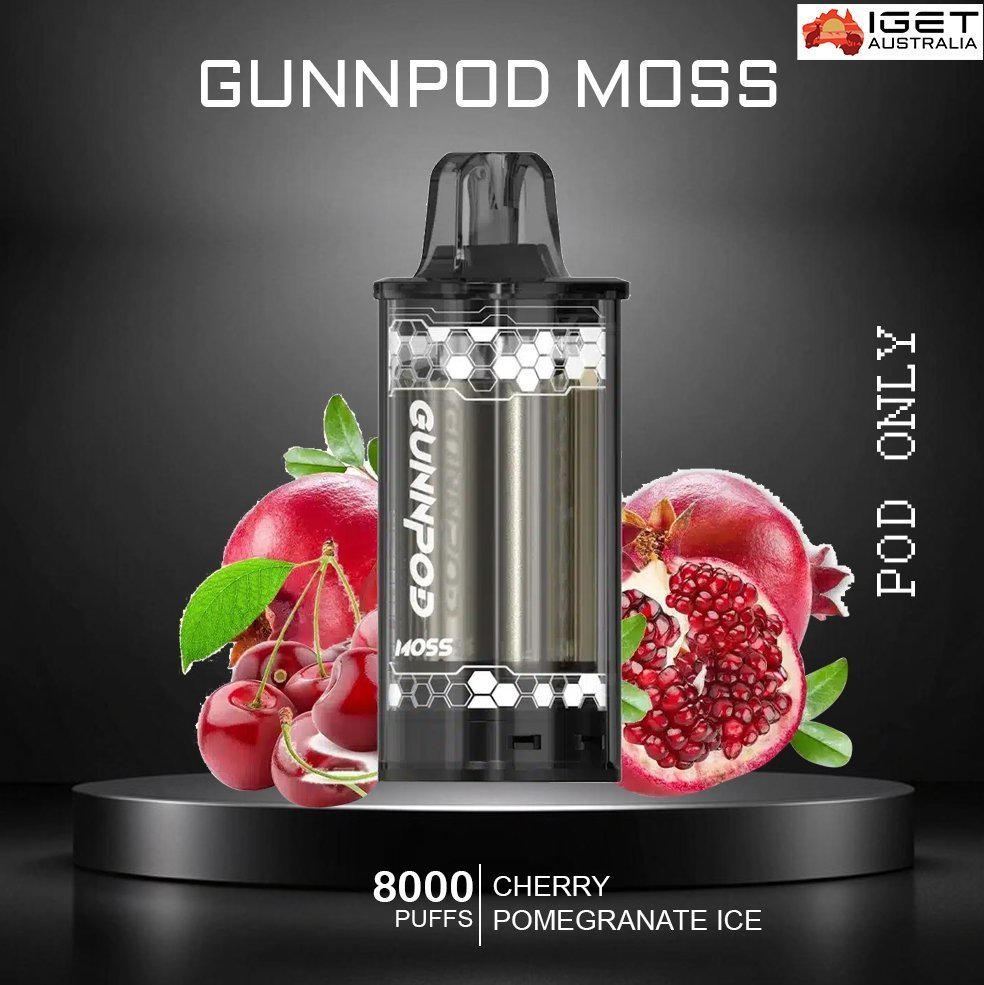 gunnpod moss – cherry pomegranate ice – 8000 puffs – pod only