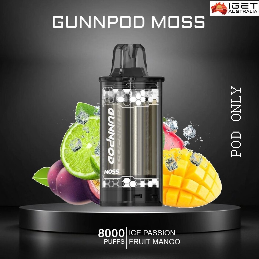 gunnpod moss – ice passion fruit mango – 8000 puffs – pod only