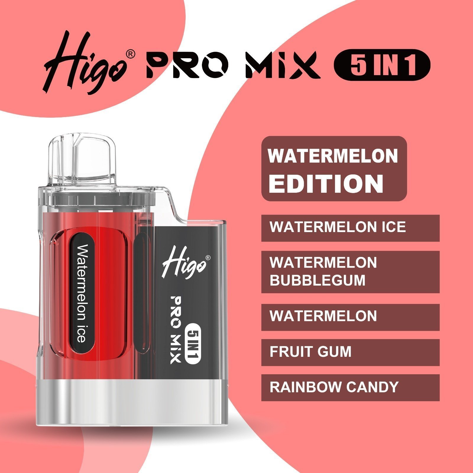higo pro mix 5 in 1 – watermelon edition – 6000 puffs
