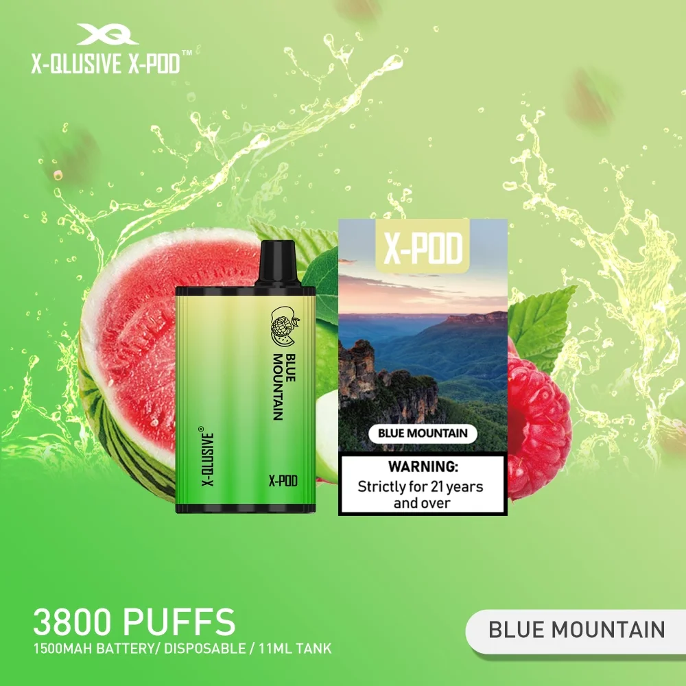 x qlusive x pod blue mountains (apple raspberry watermelon) – 3800 puffs