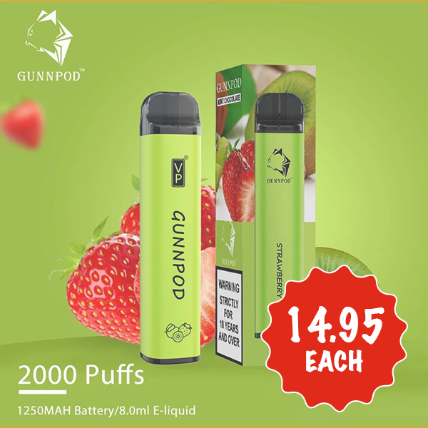 GUNNPOD STRAWBERRY KIWI – 2000 PUFFS